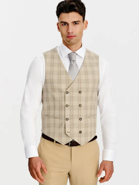 Pako Lorente Kamizelka garniturowa P26SF-8X-012 Beżowy Slim Fit