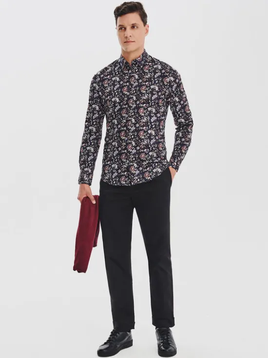 Pako Lorente Koszula P25WF-1X-055 Granatowy Slim Fit