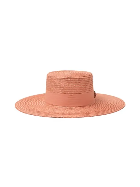 Paris+Hendzel Kapelusz Pink Wide Brim Canotier Różowy