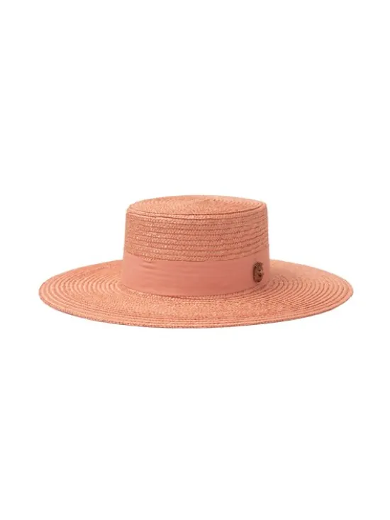 Paris+Hendzel Kapelusz Pink Wide Brim Canotier Różowy