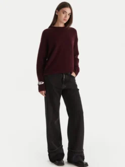Patrizia Pepe Sweter 2K0326/K293-M536 Bordowy Regular Fit