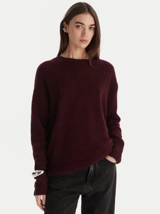 Patrizia Pepe Sweter 2K0326/K293-M536 Bordowy Regular Fit