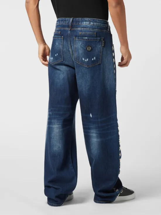 PHILIPP PLEIN Jeansy 25875 Niebieski jasny Loose Fit