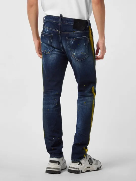 PHILIPP PLEIN Jeansy 26867 Niebieski Straight Leg