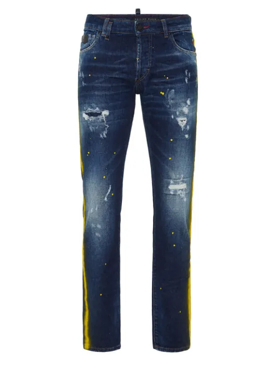 PHILIPP PLEIN Jeansy 26867 Niebieski Straight Leg