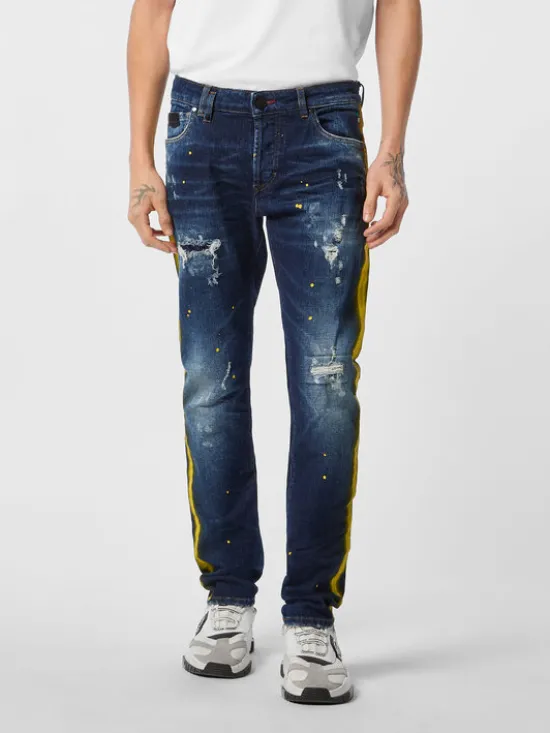 PHILIPP PLEIN Jeansy 26867 Niebieski Straight Leg