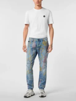 PHILIPP PLEIN Jeansy 26885 Niebieski Straight Leg