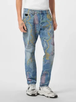 PHILIPP PLEIN Jeansy 26885 Niebieski Straight Leg