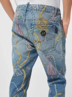 PHILIPP PLEIN Jeansy 26885 Niebieski Straight Leg