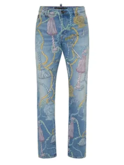 PHILIPP PLEIN Jeansy 26885 Niebieski Straight Leg
