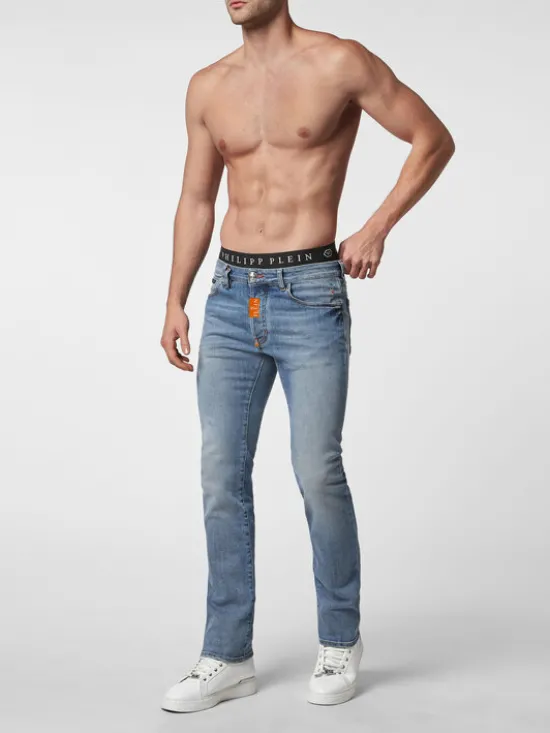 PHILIPP PLEIN Jeansy 31788 Niebieski Straight Fit