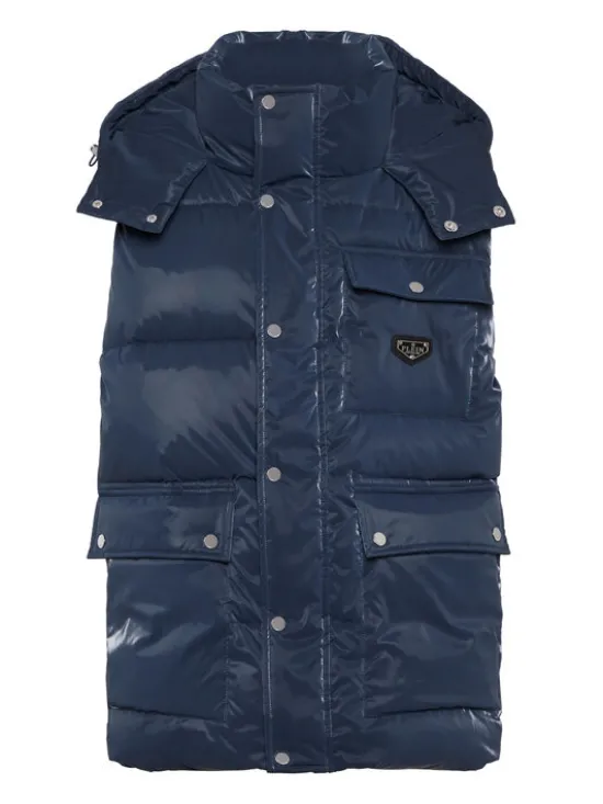PHILIPP PLEIN Kamizelka 22887 Błękitny Regular Fit