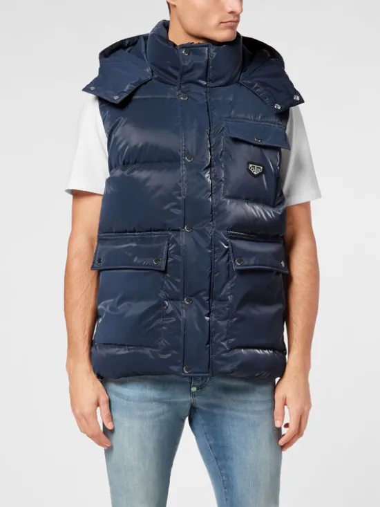PHILIPP PLEIN Kamizelka 22887 Błękitny Regular Fit