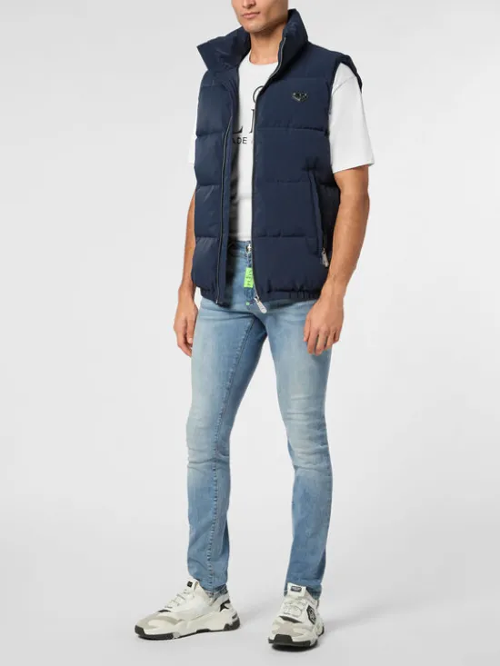 PHILIPP PLEIN Kamizelka 23015 Błękitny Regular Fit