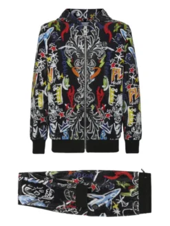 PHILIPP PLEIN Komplet top i spodnie 3299 Czarny Regular Fit