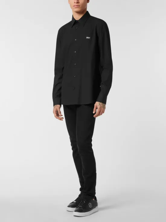 PHILIPP PLEIN Koszula 27045 Czarny Fitted Fit