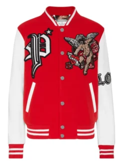 PHILIPP PLEIN Kurtka skórzana 3451 Czerwony Slim Fit