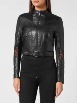 PHILIPP PLEIN Kurtka skórzana 9239 Czarny Slim Fit