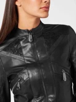PHILIPP PLEIN Kurtka skórzana 9239 Czarny Slim Fit