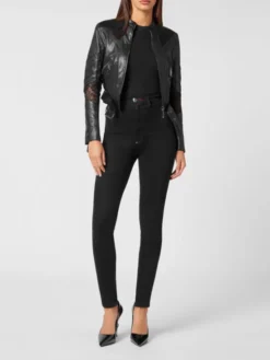 PHILIPP PLEIN Kurtka skórzana 9239 Czarny Slim Fit