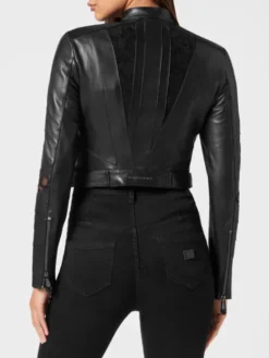 PHILIPP PLEIN Kurtka skórzana 9239 Czarny Slim Fit