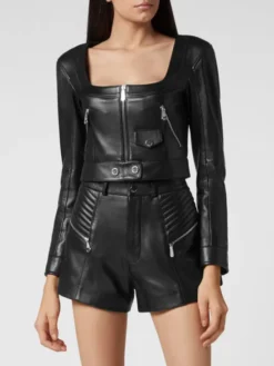 PHILIPP PLEIN Kurtka skórzana 2333 Czarny Regular Fit