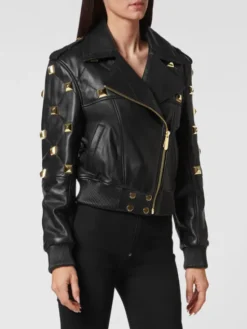 PHILIPP PLEIN Kurtka skórzana 2219 Czarny Slim Fit