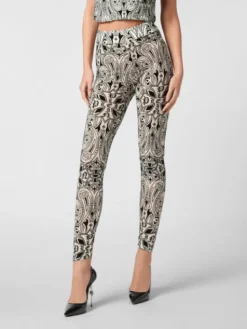 PHILIPP PLEIN Legginsy 26355 Kremowy Active Fit