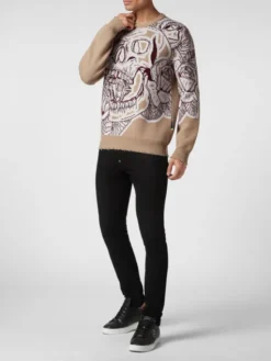 PHILIPP PLEIN Longsleeve 2251 Beżowy Regular Fit