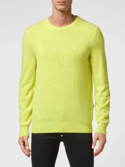 PHILIPP PLEIN Longsleeve 2023 Żółty Regular Fit