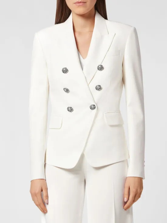 PHILIPP PLEIN Marynarka 2583 Biały Loose Fit