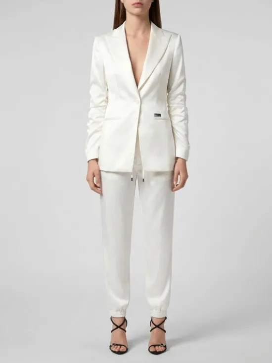 PHILIPP PLEIN Marynarka 31567 Biały Loose Fit