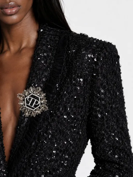 PHILIPP PLEIN Marynarka 31266 Czarny Loose Fit