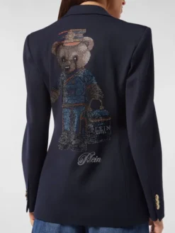 PHILIPP PLEIN Marynarka 24851 Granatowy Loose Fit