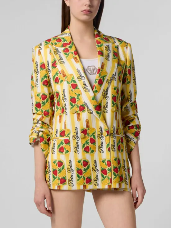 PHILIPP PLEIN Marynarka 30512 Żółty Loose Fit