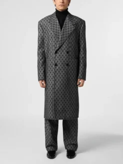 PHILIPP PLEIN Płaszcz przejściowy 31377 Czarny Regular Fit