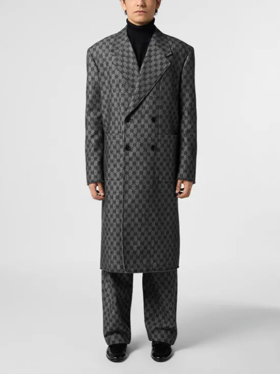 PHILIPP PLEIN Płaszcz przejściowy 31377 Czarny Regular Fit