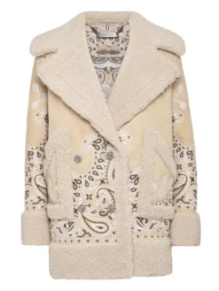 PHILIPP PLEIN Płaszcz skórzany 4503 Beżowy Loose Fit