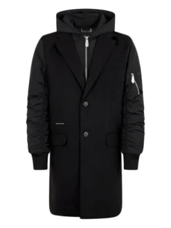 PHILIPP PLEIN Płaszcz zimowy 28625 Czarny Regular Fit