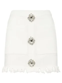 PHILIPP PLEIN Spódnica mini 15269 Biały Fitted Fit