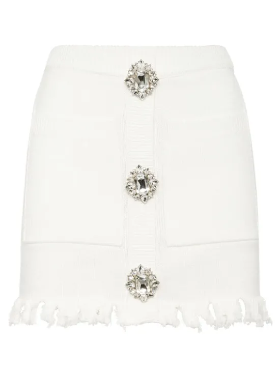 PHILIPP PLEIN Spódnica mini 15269 Biały Fitted Fit