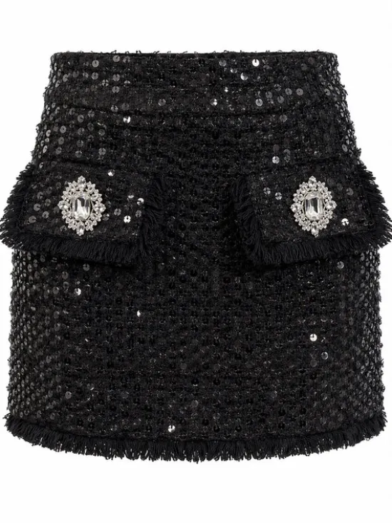 PHILIPP PLEIN Spódnica mini 31267 Czarny Slim Fit