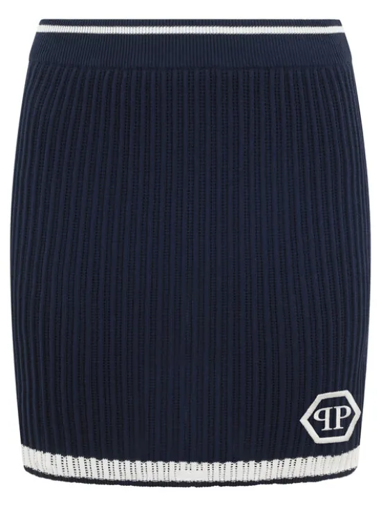 PHILIPP PLEIN Spódnica mini 29779 Granatowy Fitted Fit