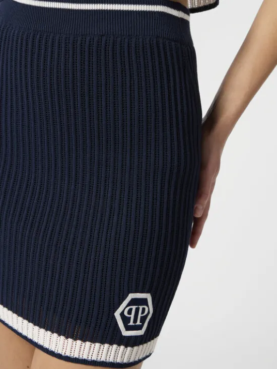PHILIPP PLEIN Spódnica mini 29779 Granatowy Fitted Fit