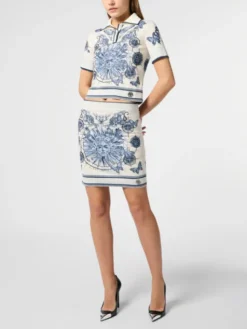 PHILIPP PLEIN Spódnica mini 28996 Niebieski jasny Fitted Fit