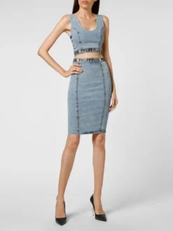 PHILIPP PLEIN Spódnica mini 10331 Niebieski jasny Short Fit