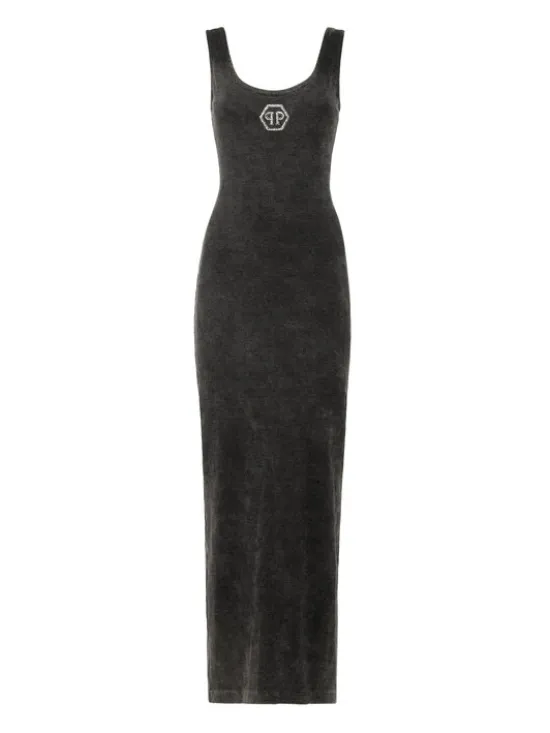 PHILIPP PLEIN Sukienka codzienna 27351 Beżowy Regular Fit