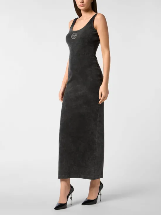 PHILIPP PLEIN Sukienka codzienna 27351 Beżowy Regular Fit
