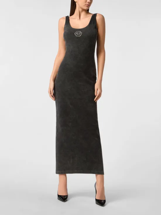 PHILIPP PLEIN Sukienka codzienna 27351 Beżowy Regular Fit