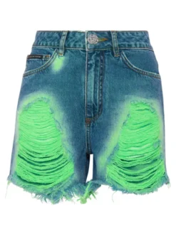 PHILIPP PLEIN Szorty jeansowe 15679 Zielony Skinny Fit